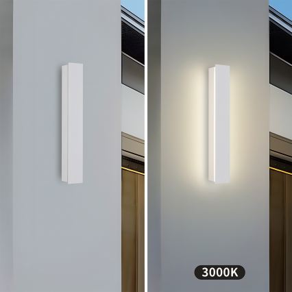 Brilagi - Aplique de pared exterior LED LINEAR de 8 W, 230 V, 3000 K, IP65, 30 cm, blanco, IRC 90