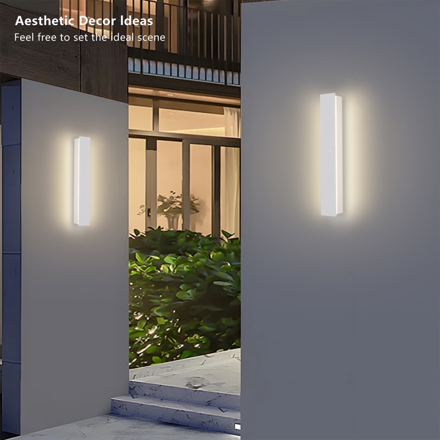 Brilagi - Aplique de pared exterior LED LINEAR de 8 W, 230 V, 3000 K, IP65, 30 cm, blanco, IRC 90