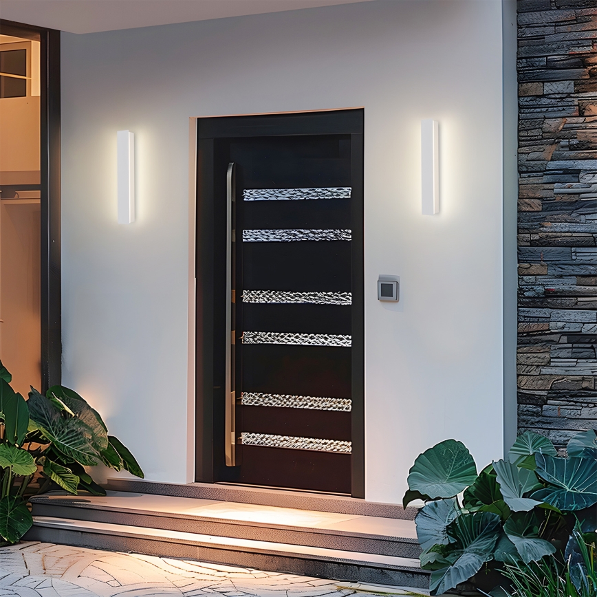 Brilagi - Aplique de pared exterior LED LINEAR de 8 W, 230 V, 3000 K, IP65, 30 cm, blanco, IRC 90