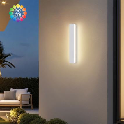 Brilagi - Aplique de pared exterior LED LINEAR de 8 W, 230 V, 3000 K, IP65, 30 cm, blanco, IRC 90