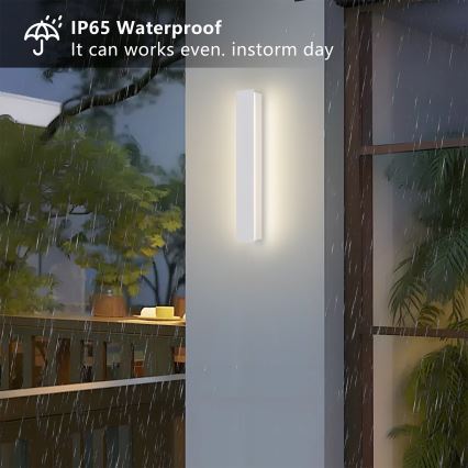 Brilagi - Aplique de pared exterior LED LINEAR de 8 W, 230 V, 3000 K, IP65, 30 cm, blanco, IRC 90