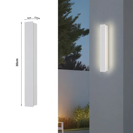 Brilagi - Aplique de pared exterior LED LINEAR de 8 W, 230 V, 3000 K, IP65, 30 cm, blanco, IRC 90