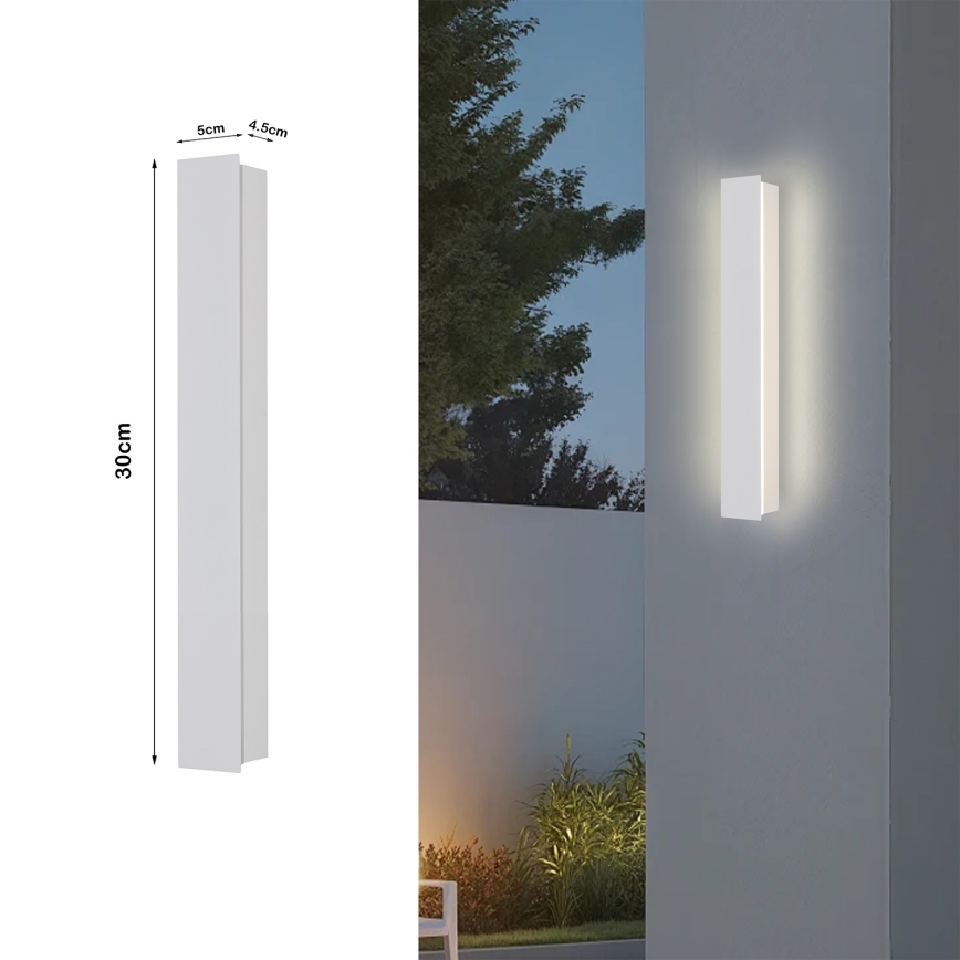 Brilagi - Aplique de pared exterior LED LINEAR de 8 W, 230 V, 3000 K, IP65, 30 cm, blanco, IRC 90