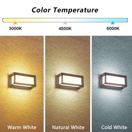 Brilagi - Aplique de pared exterior PARKER LED/12W/230V 3000/4500/6000K marrón IP44