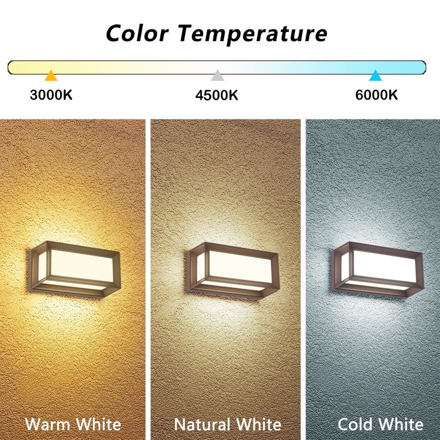 Brilagi - Aplique de pared exterior PARKER LED/12W/230V 3000/4500/6000K marrón IP44