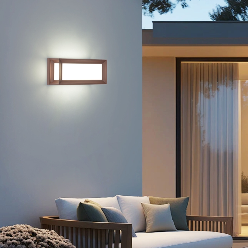 Brilagi - Aplique de pared exterior PARKER LED/12W/230V 3000/4500/6000K marrón IP44