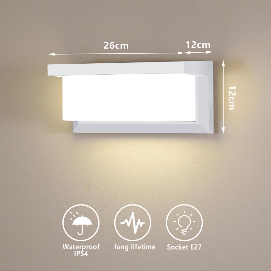 Brilagi - Aplique de pared LED regulable para exterior BRICKY 1xE27/6W/230V 2700-6500K IP54 blanco