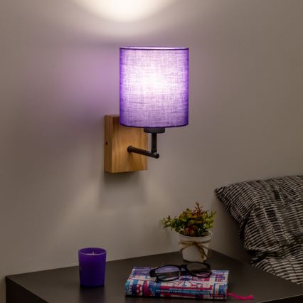 Brilagi - Aplique NUBILA WOOD 1xE27/25W/230V roble/morado