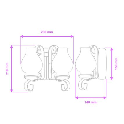 Brilagi - Aplique ROATA APLICA 2xE14/40W/230V haya