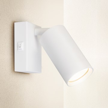 Brilagi - Aplique spot de pared con interruptor SELE 1xGU10/30W/230V blanco