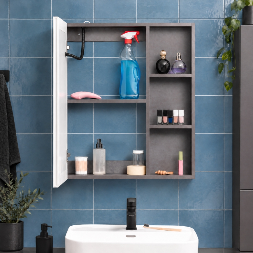 BRILAGI - Armario de baño con espejo e iluminación LED integrada TRABIA SINGLE 60x70 cm