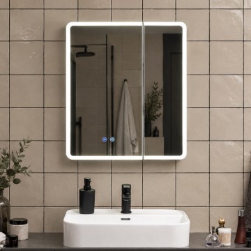 BRILAGI - Armario de baño con espejo LED retroiluminado NOTO DOUBLE 60x65 cm