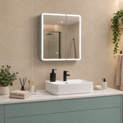 BRILAGI - Armario de baño con espejo LED retroiluminado NOTO DOUBLE 60x65 cm