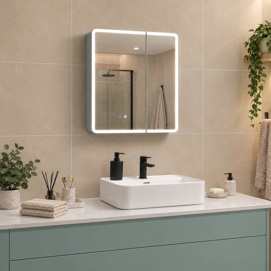 BRILAGI - Armario de baño con espejo LED retroiluminado NOTO DOUBLE 60x65 cm