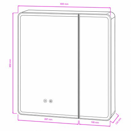 BRILAGI - Armario de baño con espejo LED retroiluminado NOTO DOUBLE 60x65 cm
