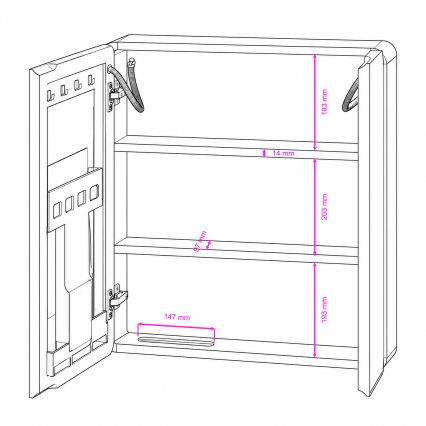 BRILAGI - Armario de baño con espejo LED retroiluminado NOTO DOUBLE 60x65 cm