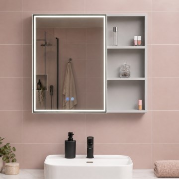 BRILAGI - Armario de baño con espejo LED y retroiluminación NOTO SINGLE 78x65 cm