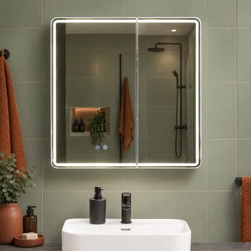BRILAGI - Armario de baño con espejo y luz LED NOTO DOUBLE 77x70 cm