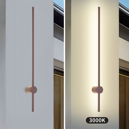 Brilagi - Aplique de pared LED para exterior AURA LED/20W/230V 3000K IP54 97 cm marrón CRI 90