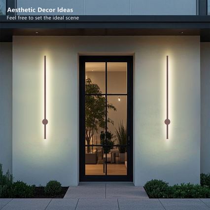 Brilagi - Aplique de pared LED para exterior AURA LED/20W/230V 3000K IP54 97 cm marrón CRI 90