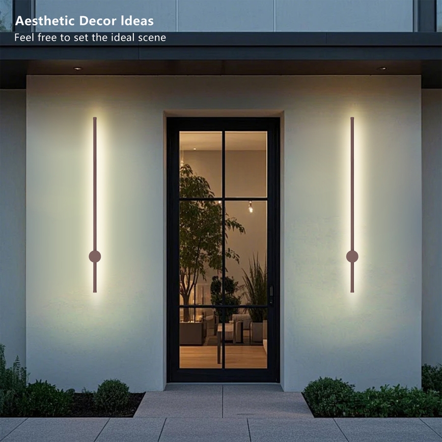 Brilagi - Aplique de pared LED para exterior AURA LED/20W/230V 3000K IP54 97 cm marrón CRI 90