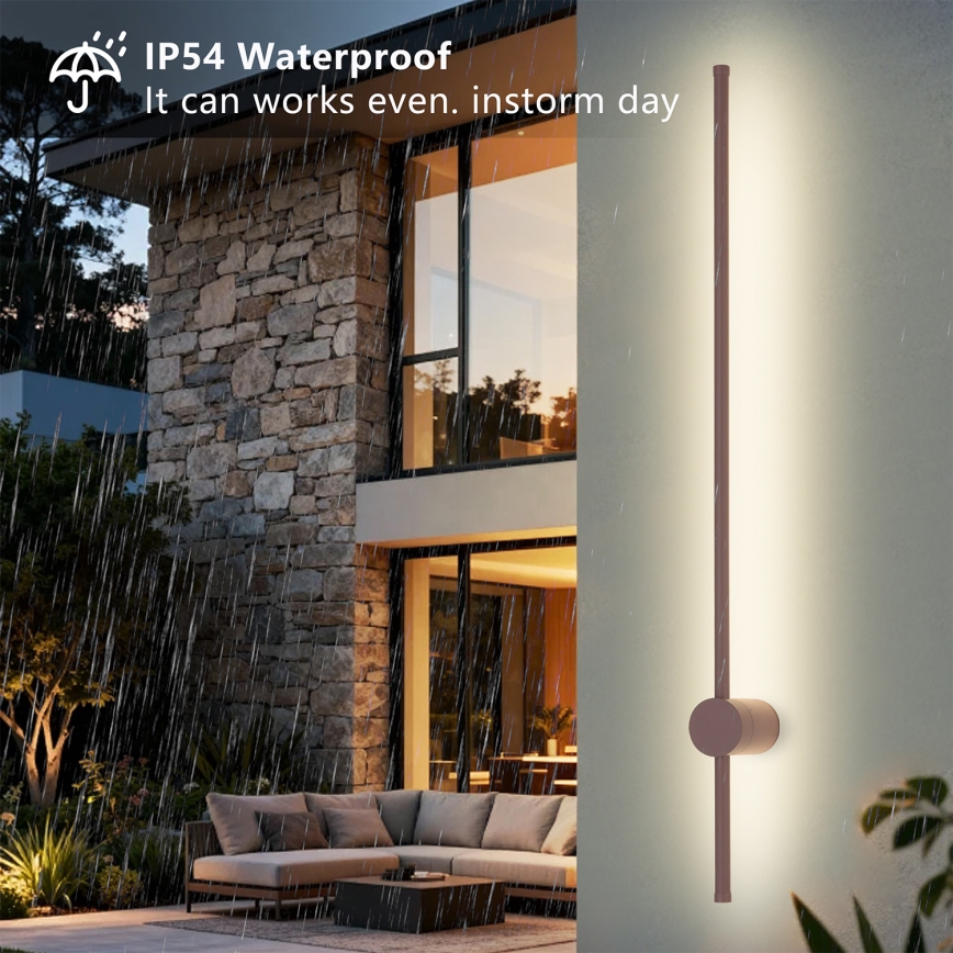 Brilagi - Aplique de pared LED para exterior AURA LED/20W/230V 3000K IP54 97 cm marrón CRI 90