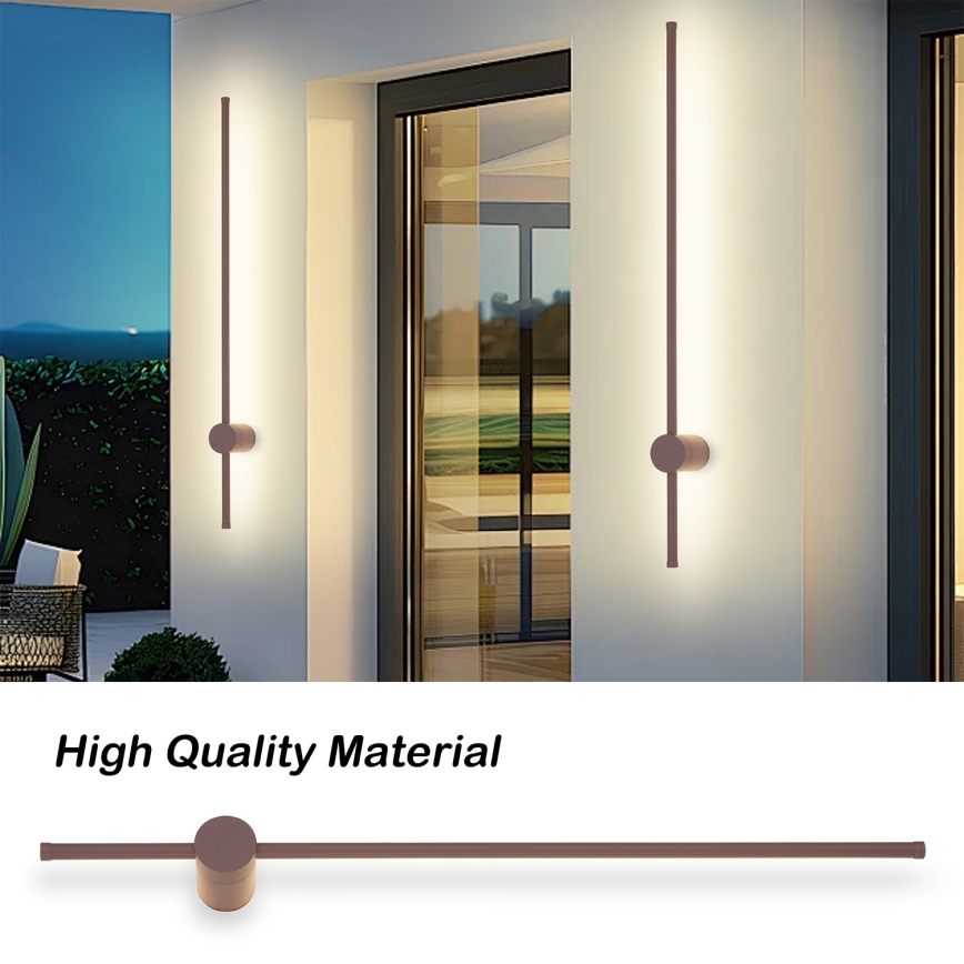 Brilagi - Aplique de pared LED para exterior AURA LED/20W/230V 3000K IP54 97 cm marrón CRI 90