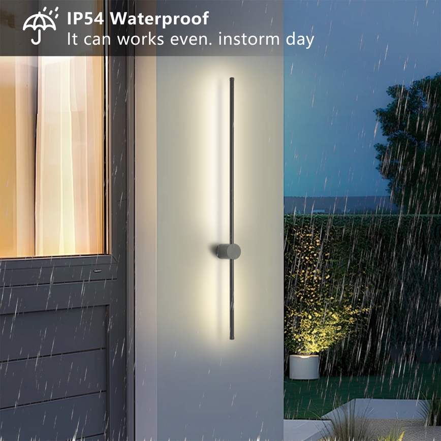 Brilagi - Aplique de pared exterior AURA LED 20W/230V 3000K IP54 97 cm antracita CRI 90