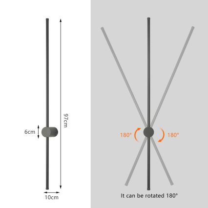 Brilagi - Aplique de pared exterior AURA LED 20W/230V 3000K IP54 97 cm antracita CRI 90