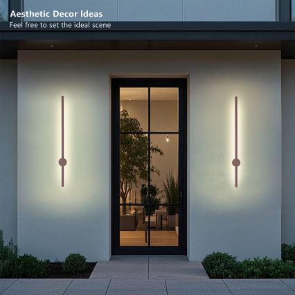 Brilagi - Aplique de pared LED para exteriores AURA LED/12W/230V 3000K IP54 65 cm marrón CRI 90