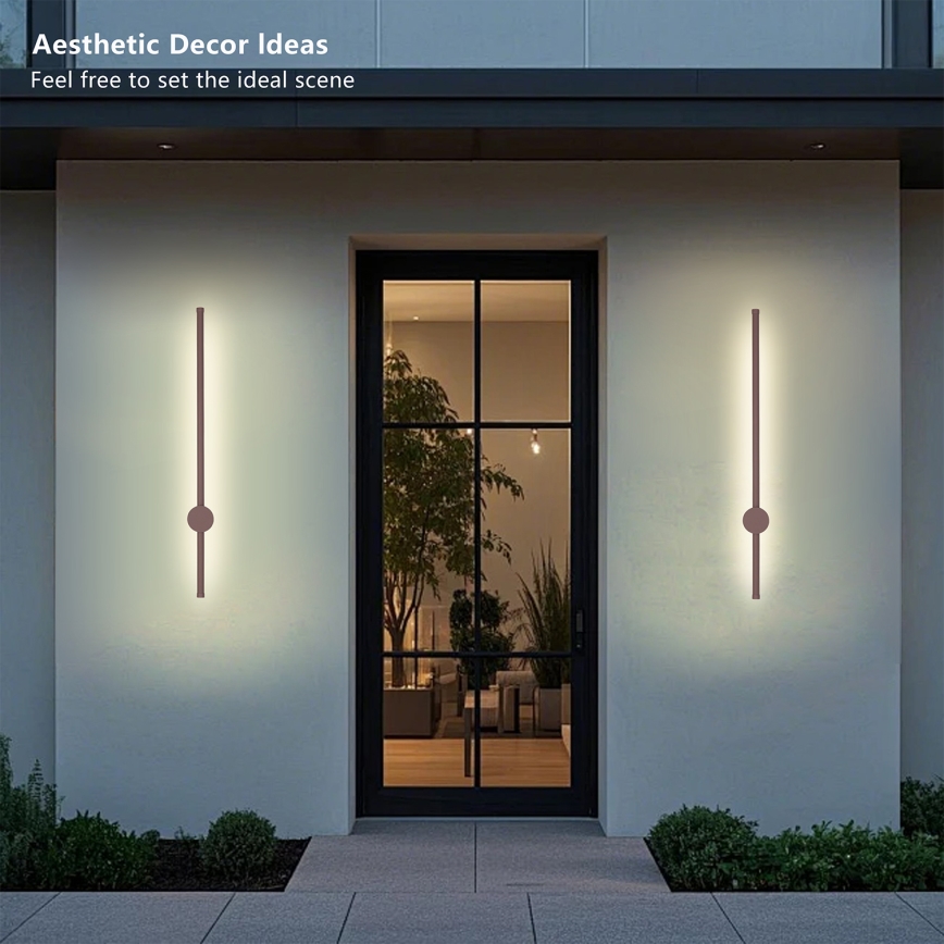 Brilagi - Aplique de pared LED para exteriores AURA LED/12W/230V 3000K IP54 65 cm marrón CRI 90