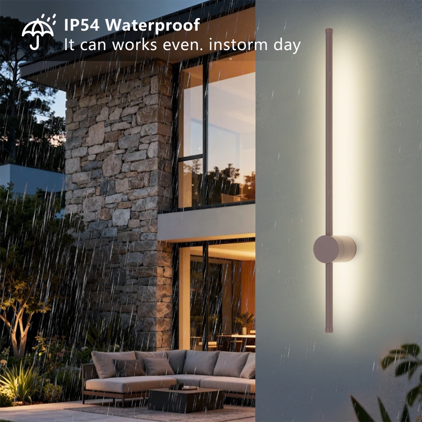 Brilagi - Aplique de pared LED para exteriores AURA LED/12W/230V 3000K IP54 65 cm marrón CRI 90