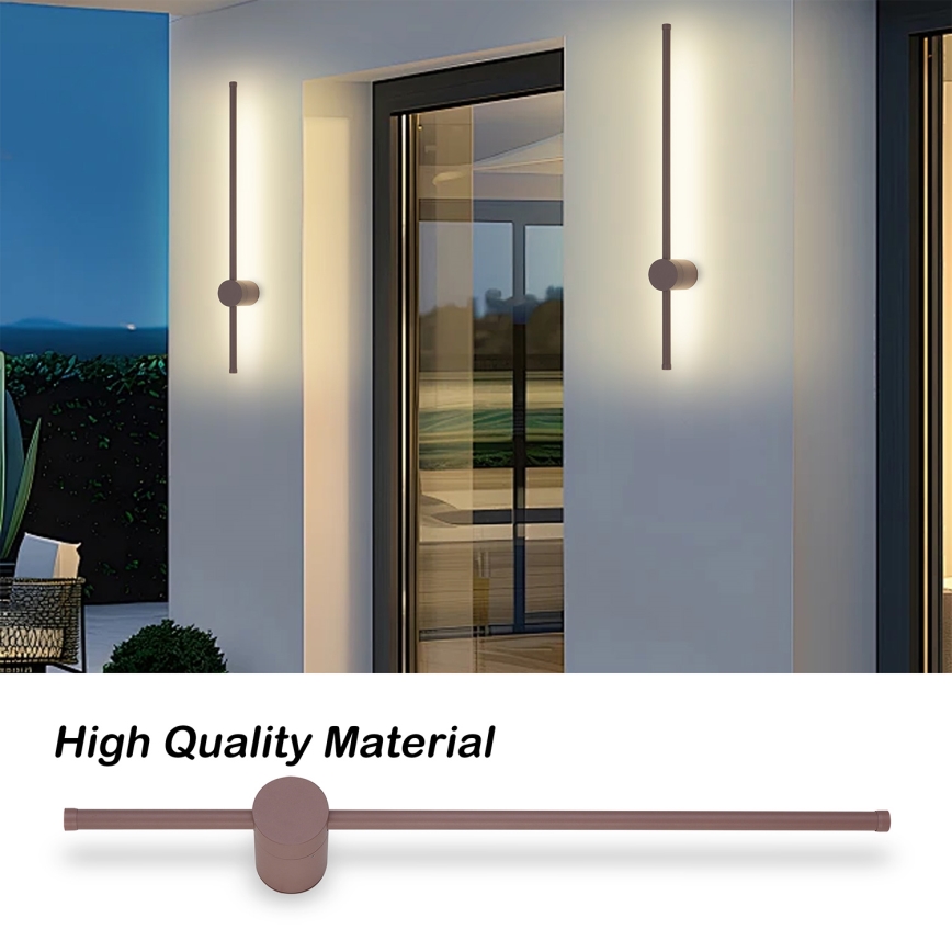Brilagi - Aplique de pared LED para exteriores AURA LED/12W/230V 3000K IP54 65 cm marrón CRI 90