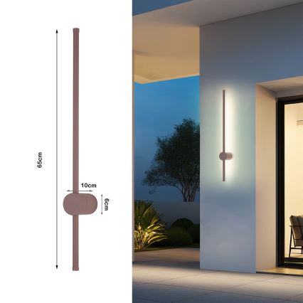 Brilagi - Aplique de pared LED para exteriores AURA LED/12W/230V 3000K IP54 65 cm marrón CRI 90