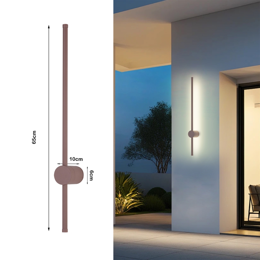 Brilagi - Aplique de pared LED para exteriores AURA LED/12W/230V 3000K IP54 65 cm marrón CRI 90