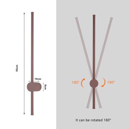 Brilagi - Aplique de pared LED para exteriores AURA LED/12W/230V 3000K IP54 65 cm marrón CRI 90