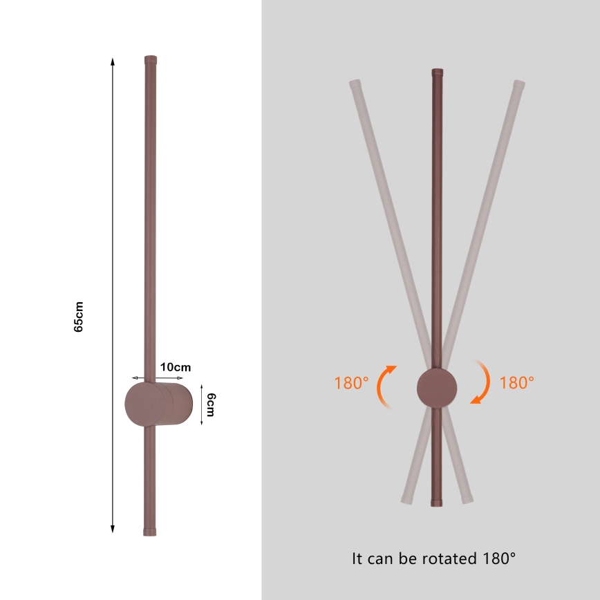 Brilagi - Aplique de pared LED para exteriores AURA LED/12W/230V 3000K IP54 65 cm marrón CRI 90