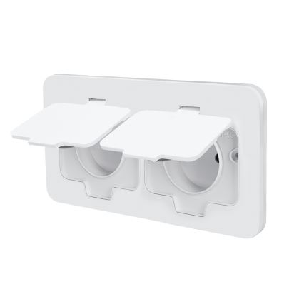 Brilagi - Base empotrada de suelo para exterior, doble toma de corriente IP55, blanca, rectangular