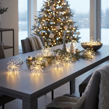 Brilagi - Cadena de luces navideñas LED para exterior 150xLED 5m IP44 blanco cálido efecto de fuegos artificiales