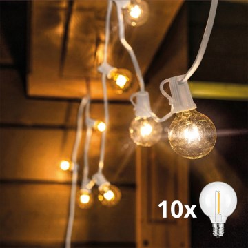 Brilagi - Cadena decorativa LED para exterior GIRLANDA 10xE12/0,6W/230V 8m blanco IP44 blanco cálido