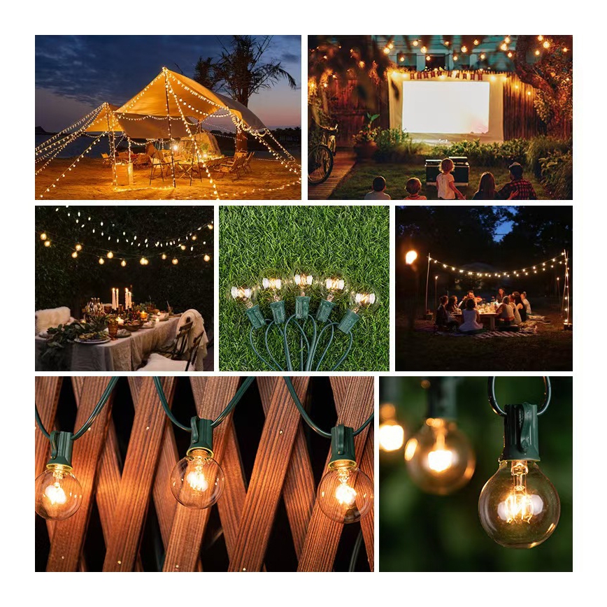 Brilagi - Guirnalda decorativa LED para exterior GIRLANDA 25xE12/0,8W/230V 20m verde IP44 blanco cálido