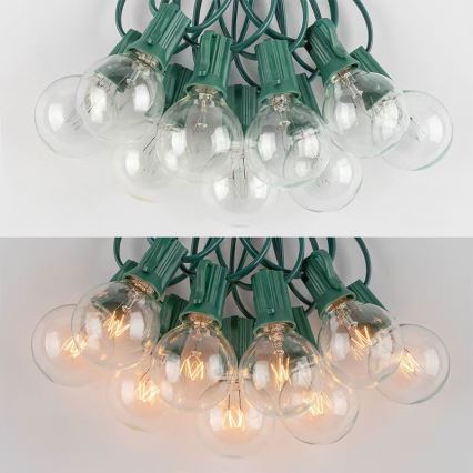 Brilagi - Guirnalda decorativa LED para exterior GIRLANDA 25xE12/0,8W/230V 20m verde IP44 blanco cálido