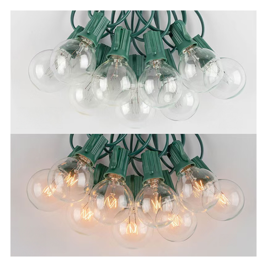 Brilagi - Guirnalda decorativa LED para exterior GIRLANDA 25xE12/0,8W/230V 20m verde IP44 blanco cálido