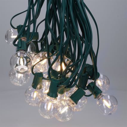 Brilagi - Guirnalda decorativa LED para exterior GIRLANDA 25xE12/0,8W/230V 20m verde IP44 blanco cálido