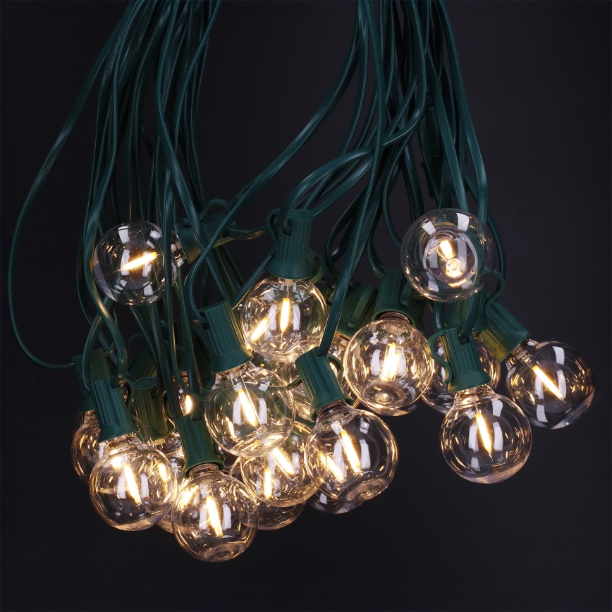 Brilagi - Guirnalda decorativa LED para exterior GIRLANDA 25xE12/0,8W/230V 20m verde IP44 blanco cálido