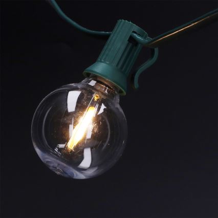 Brilagi - Guirnalda decorativa LED para exterior GIRLANDA 25xE12/0,8W/230V 20m verde IP44 blanco cálido