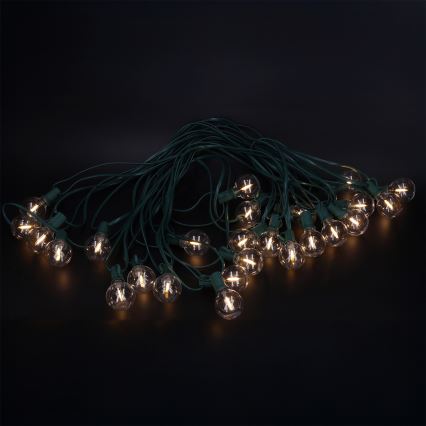 Brilagi - Guirnalda decorativa LED para exterior GIRLANDA 25xE12/0,8W/230V 20m verde IP44 blanco cálido