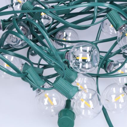 Brilagi - Guirnalda decorativa LED para exterior GIRLANDA 25xE12/0,8W/230V 20m verde IP44 blanco cálido
