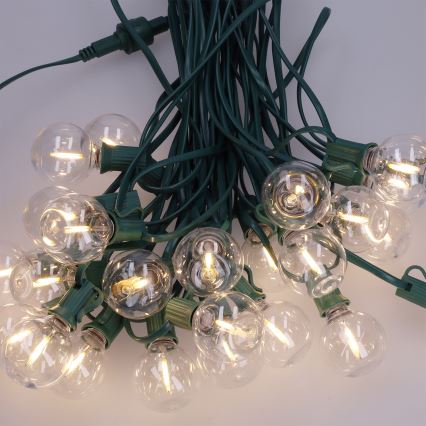 Brilagi - Guirnalda decorativa LED para exterior GIRLANDA 25xE12/0,8W/230V 20m verde IP44 blanco cálido