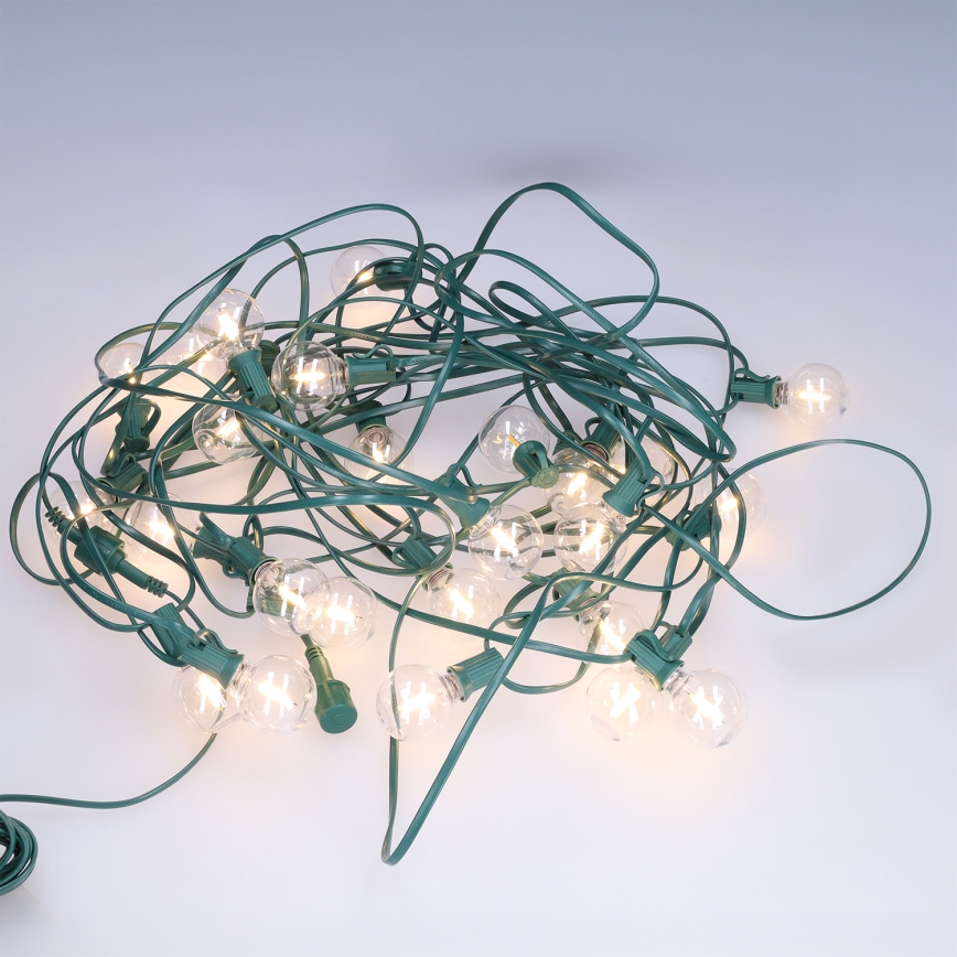 Brilagi - Guirnalda decorativa LED para exterior GIRLANDA 25xE12/0,8W/230V 20m verde IP44 blanco cálido